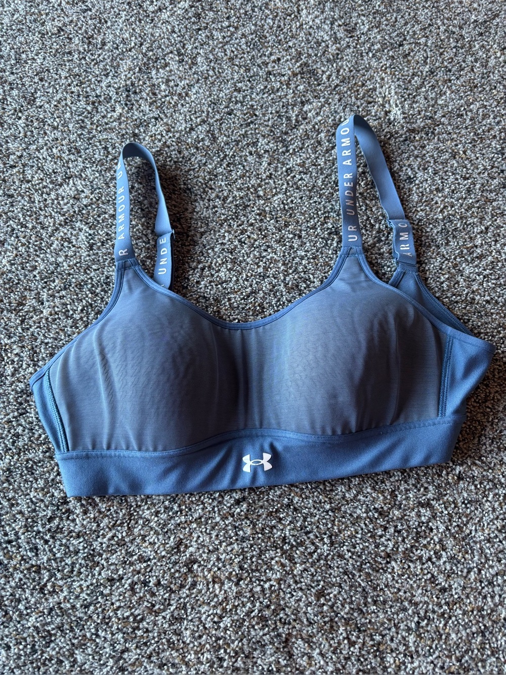 Under Armour HeatGear Sports Bra Medium Blue Adjustable Straps
